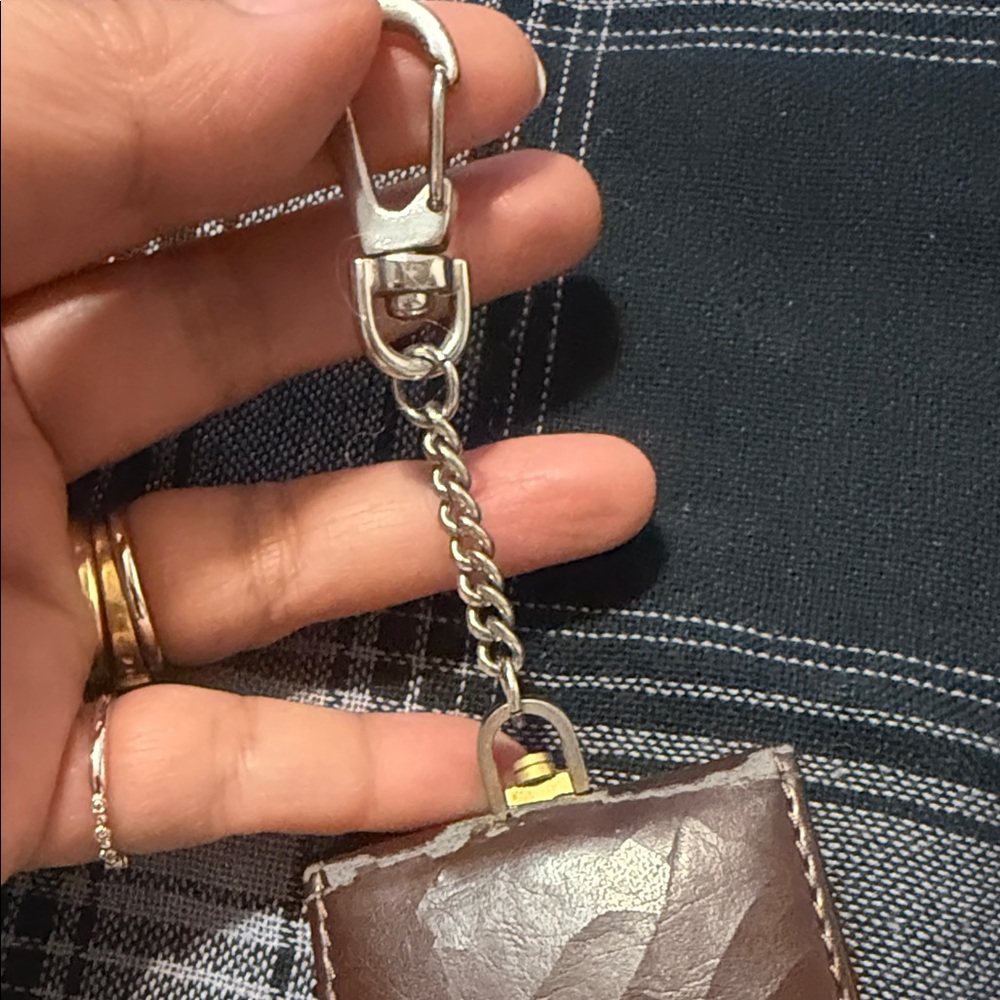 VTG Brown Leather Keychain with Gold Accents Pocket watch - Picture 8 of 8